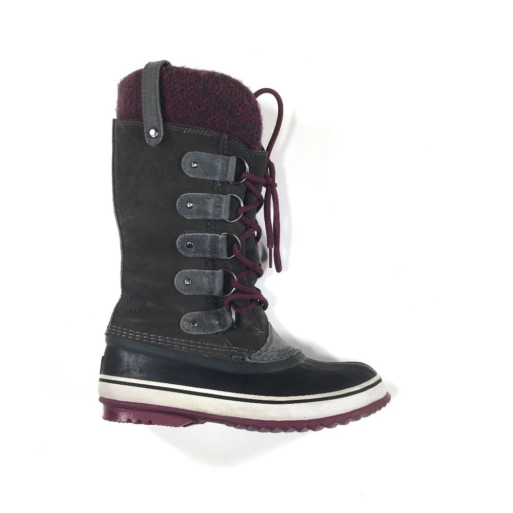 Sorel Women's Dark Gray and Burgundy Winter Boots